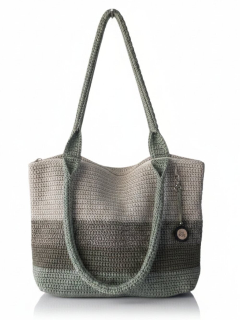 The Sak Crafted Classics Carryall Tote Crochet Renewal Block Sage Green Shoulder